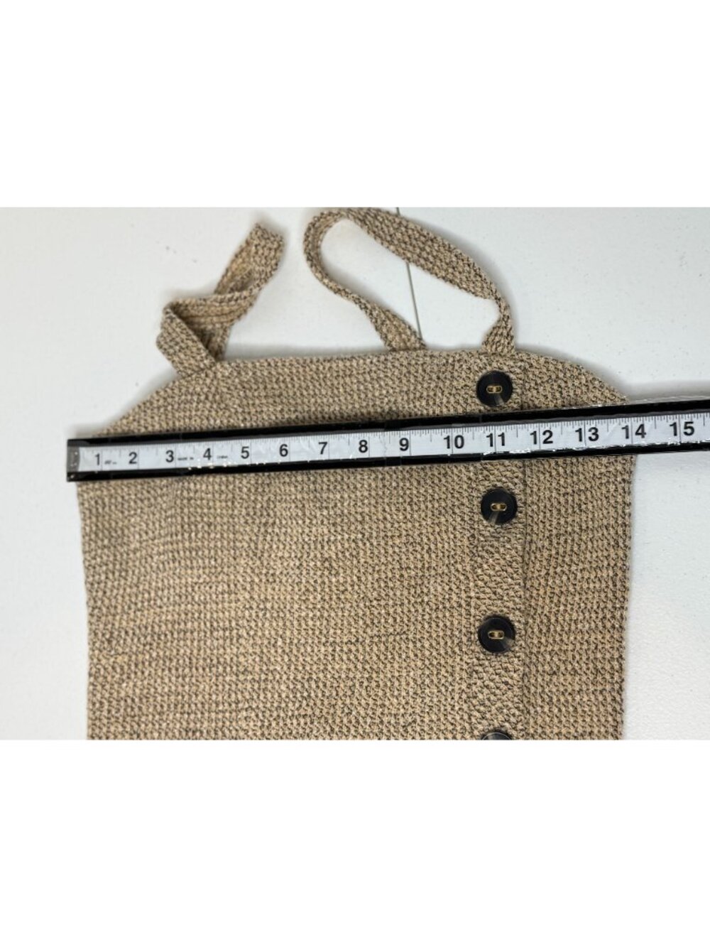Lucy Paris Crop Tank Top Women's Small Tan Knit Button Front Square Neck - Picture 5 of 10